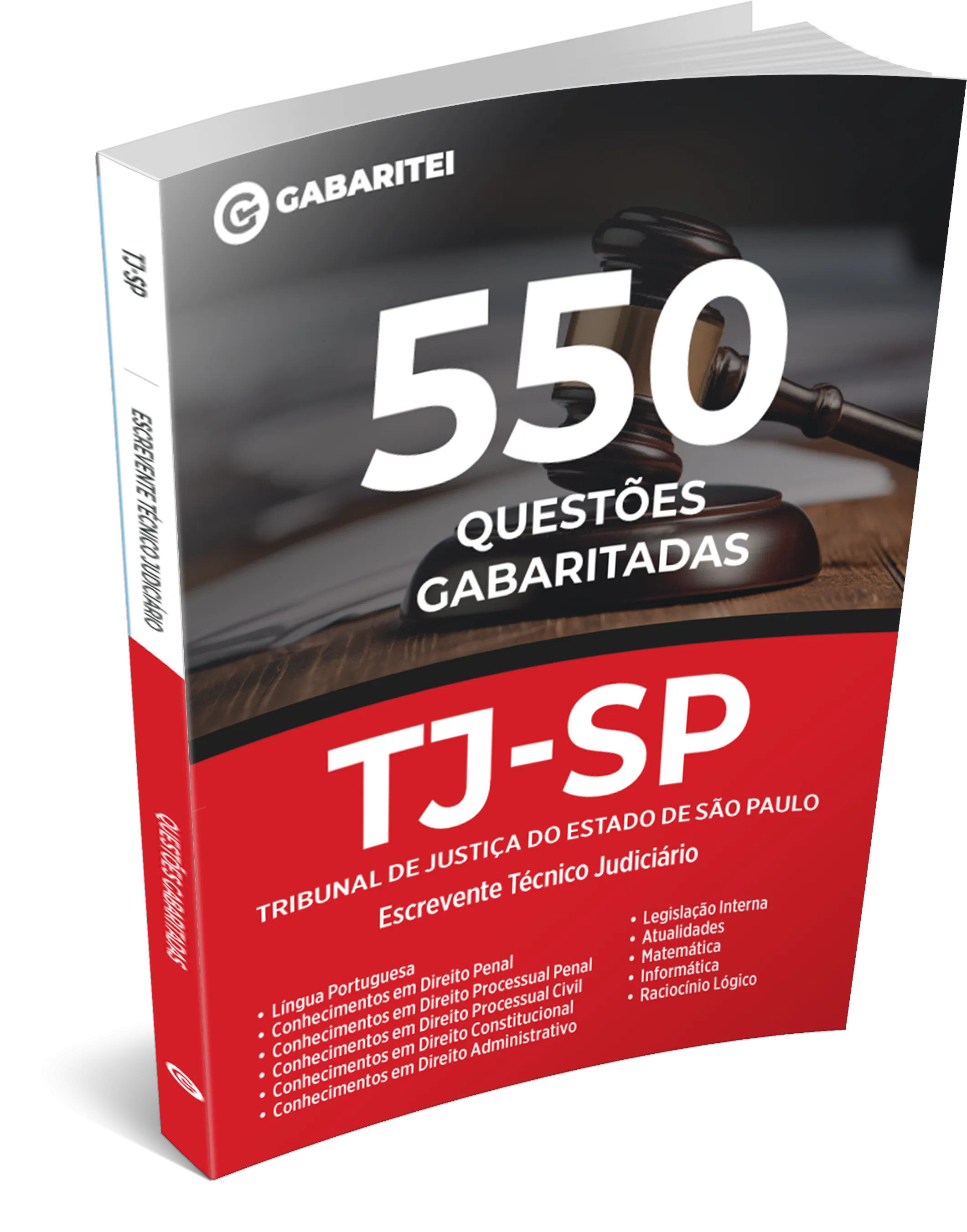 Capa: TJ-SP - Tribunal de Justiça do Estado de São Paulo - 550 Questões Gabaritadas - Escrevente Técnico Judiciário - Digital