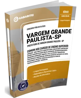 Capa: Apostila Prefeitura de Vargem Grande Paulista - SP - Comum aos Cargos de ensino Superior