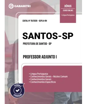 Capa: Apostila Prefeitura de Santos - SP - Professor Adjunto I