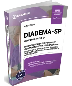 Capa: Apostila Prefeitura de Diadema - SP	- Comum as Especialidades de Professor de Educação Básica Especial e  Professor de Educação Básica II