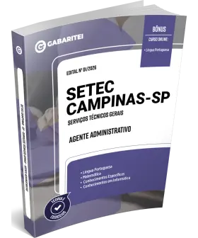 Capa: Apostila SETEC Campinas - SP - Agente Administrativo