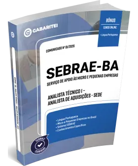 Capa: Apsotila SEBRAE - Bahia - Analista Técnico I –  Analista de Aquisições - Sede