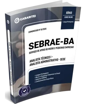 Capa: Apostila SEBRAE - Bahia - Analista Técnico I - Analista Administrativo - Sede
