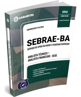 Capa: Apostila SEBRAE - Bahia - Analista Técnico I - Analista Financeiro - Sede
