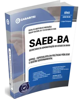 Capa: Apostila SAEB-BA -  Especialista em Políticas Públicas e Gestão Governamental