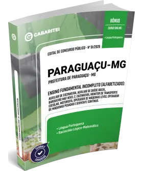 Capa: Apostila Prefeitura de Paraguaçu - MG Ensino Fundamental Incompleto (Alfabetizado)